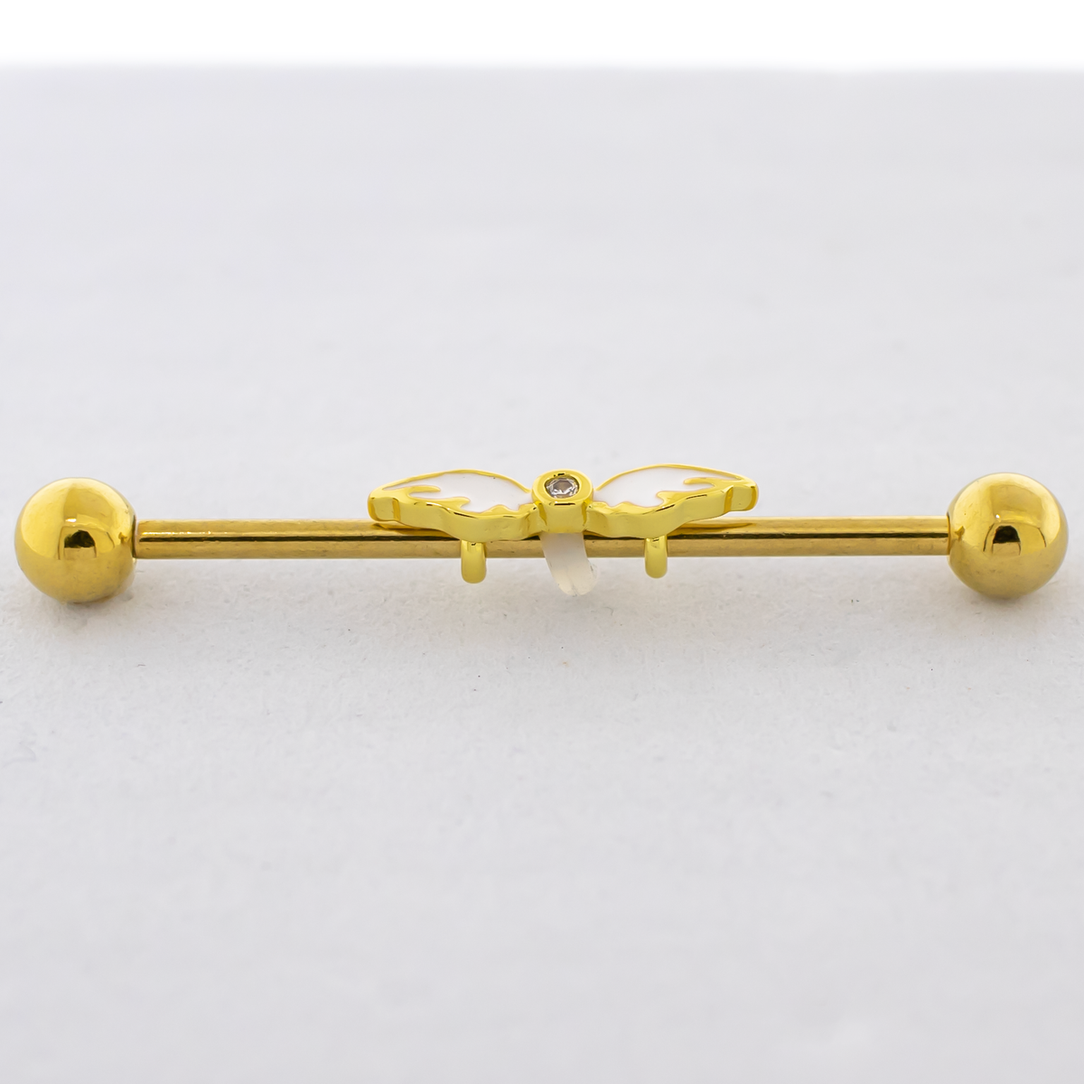 14G Angel Wings With Gem Industrial Barbell | | Wiccan Center