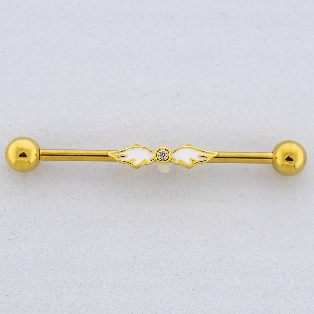 14G Angel Wings With Gem Industrial Barbell | | Wiccan Center