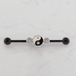 14G Industrial Barbell - Yin and Yang | Body Jewelry | Wiccan Center