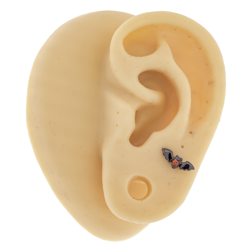 16G Black Bat With Heart Cartilage Barbell | | Wiccan Center