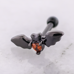 16G Black Bat With Heart Cartilage Barbell | | Wiccan Center