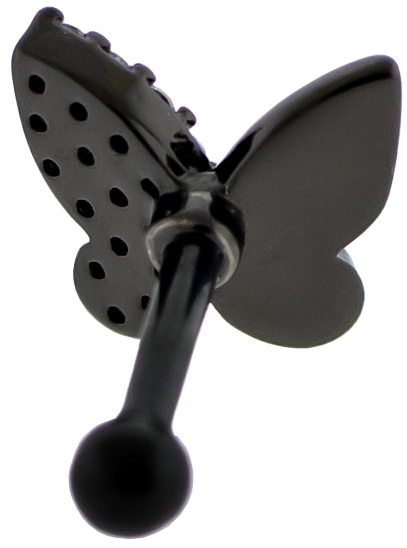 16G Pvd Barbell w/ Half Pave Butterfly | Body Jewelry | Wiccan Center