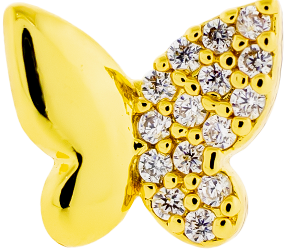 16G Pvd Barbell w/ Half Pave Butterfly | Body Jewelry | Wiccan Center