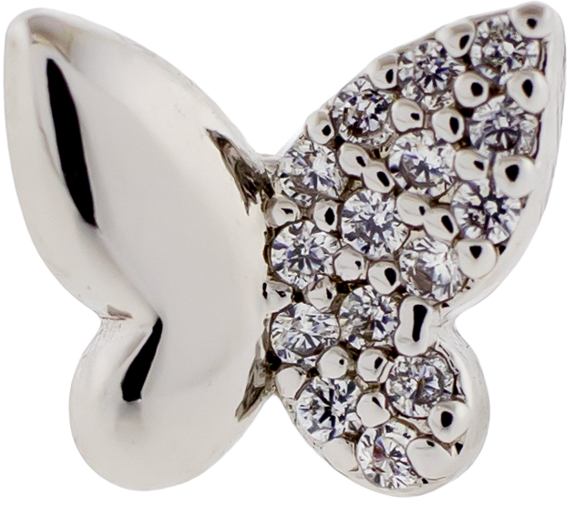 16G Pvd Barbell w/ Half Pave Butterfly | Body Jewelry | Wiccan Center