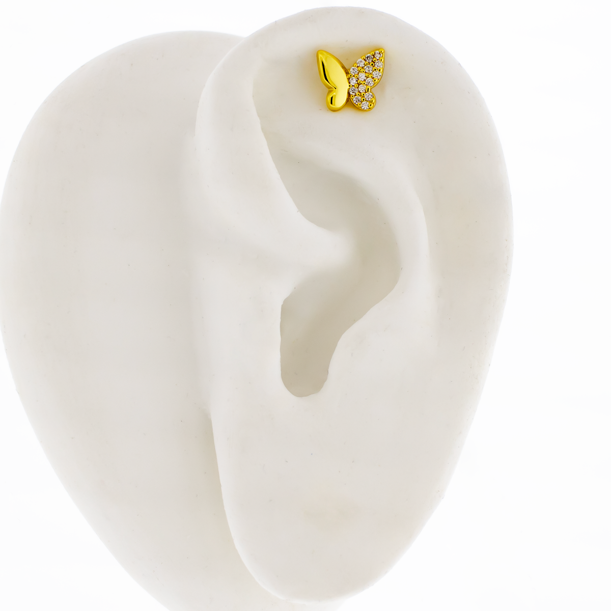 16G Pvd Barbell w/ Half Pave Butterfly | Body Jewelry | Wiccan Center