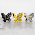 16G Pvd Barbell w/ Half Pave Butterfly | Body Jewelry | Wiccan Center