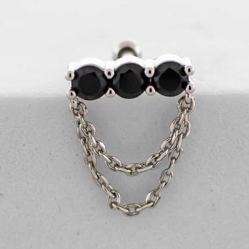 16G Chain Trio Gem Cartilage Barbell | Body Jewelry | Wiccan Center