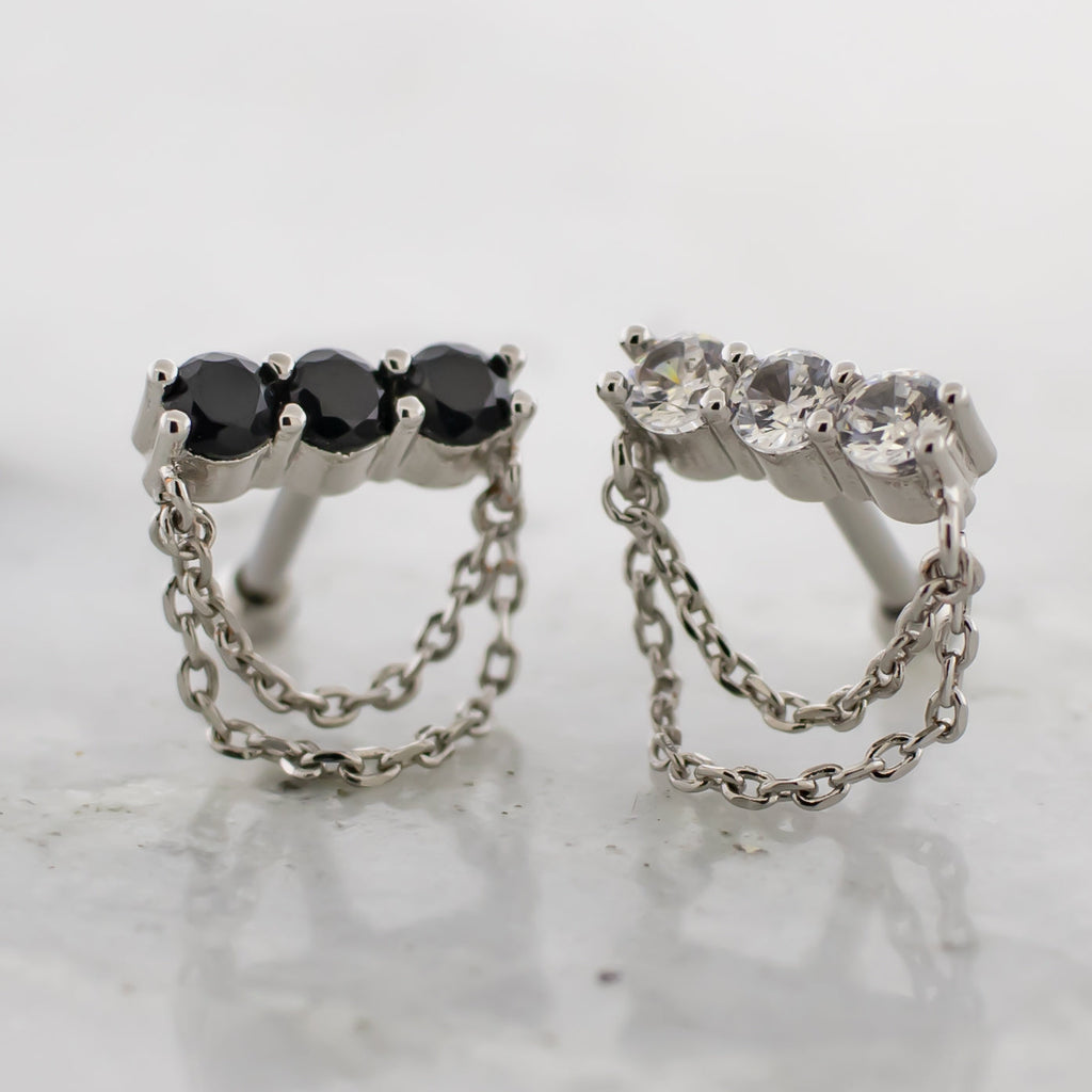 16G Chain Trio Gem Cartilage Barbell | Body Jewelry | Wiccan Center