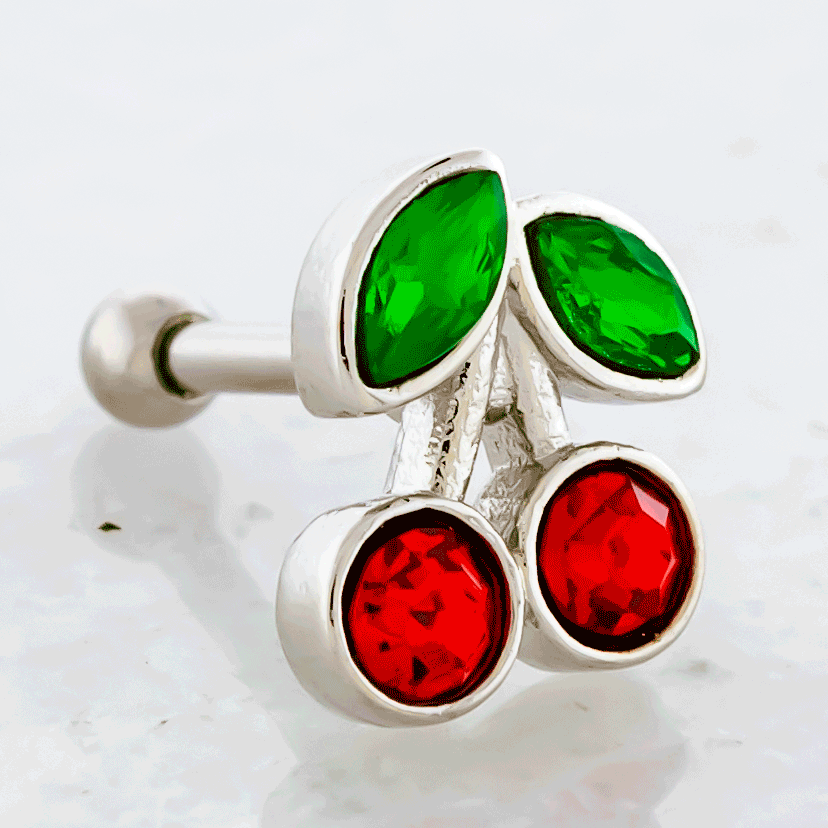 16G Gem Cherry Cartilage Barbell | | Wiccan Center