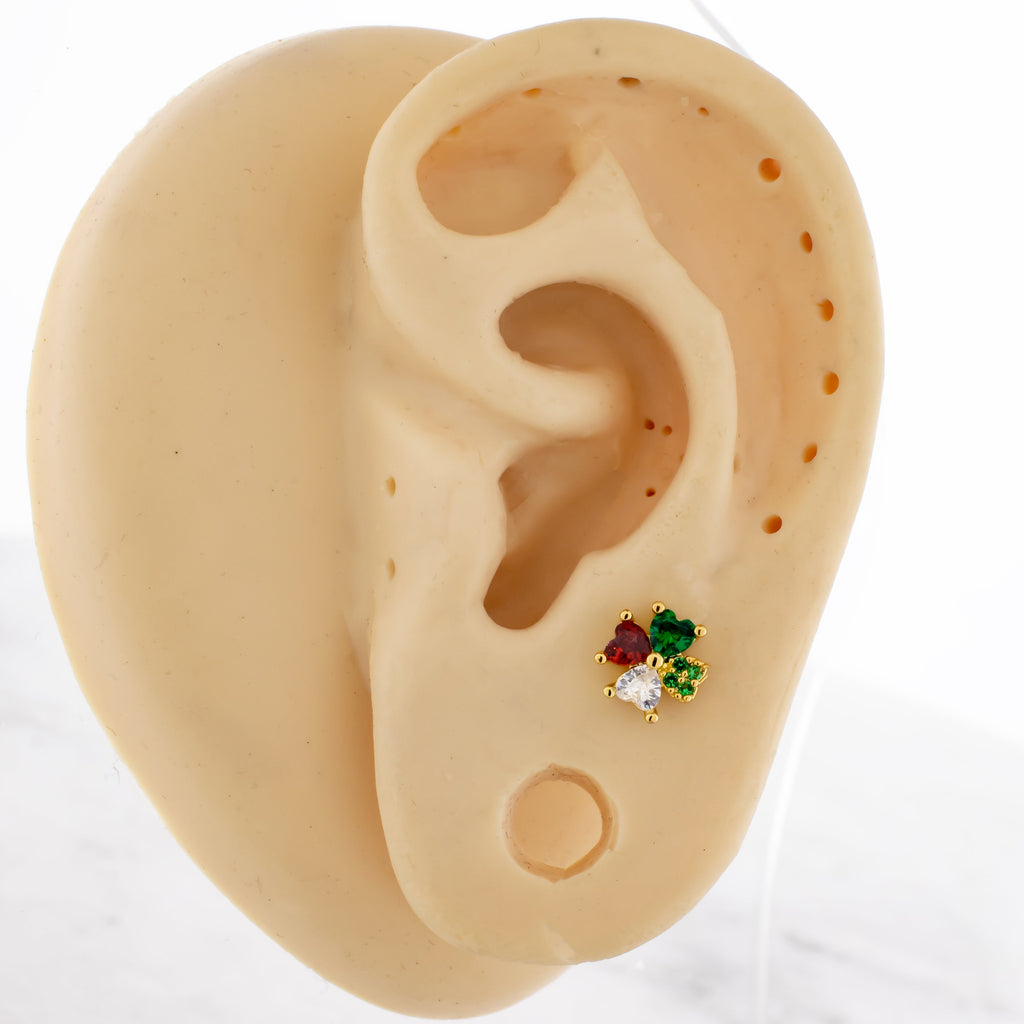 16G Irish Flag Gem Clover Cartilage Barbell | | Wiccan Center