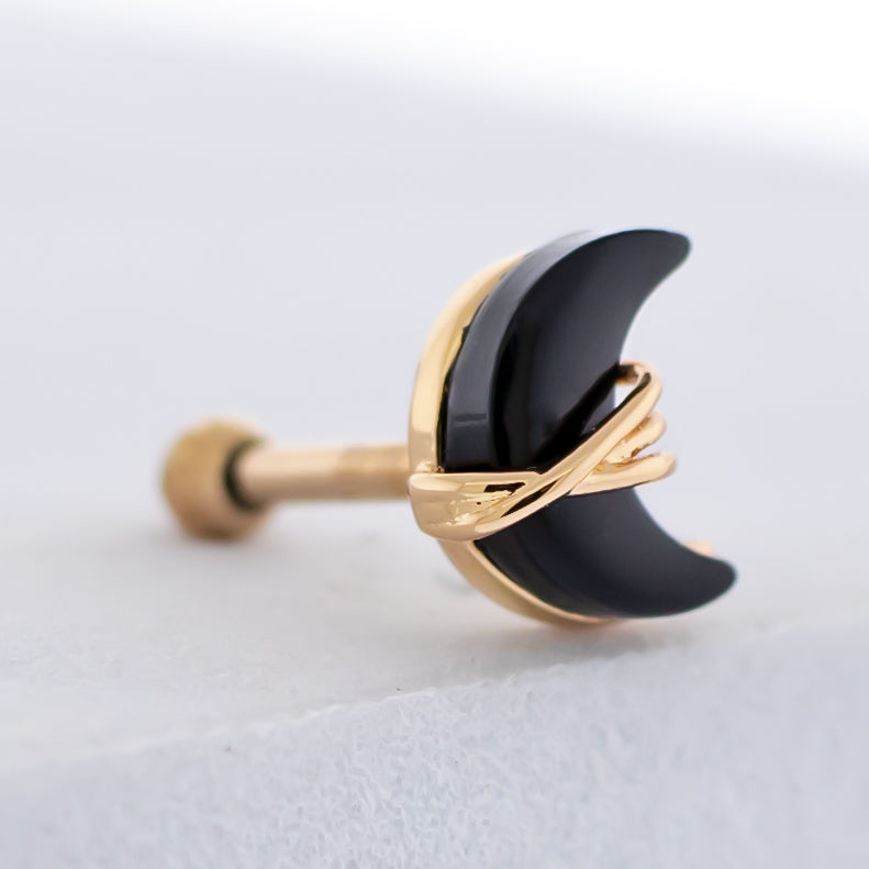 16G Wire Wrapped Crescent Moon Cartilage Barbell | | Wiccan Center