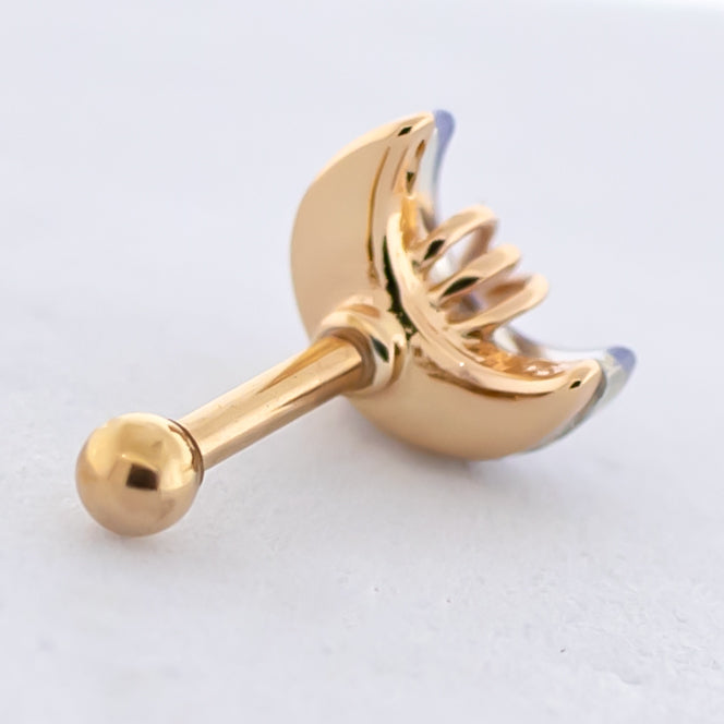 16G Wire Wrapped Crescent Moon Cartilage Barbell | | Wiccan Center
