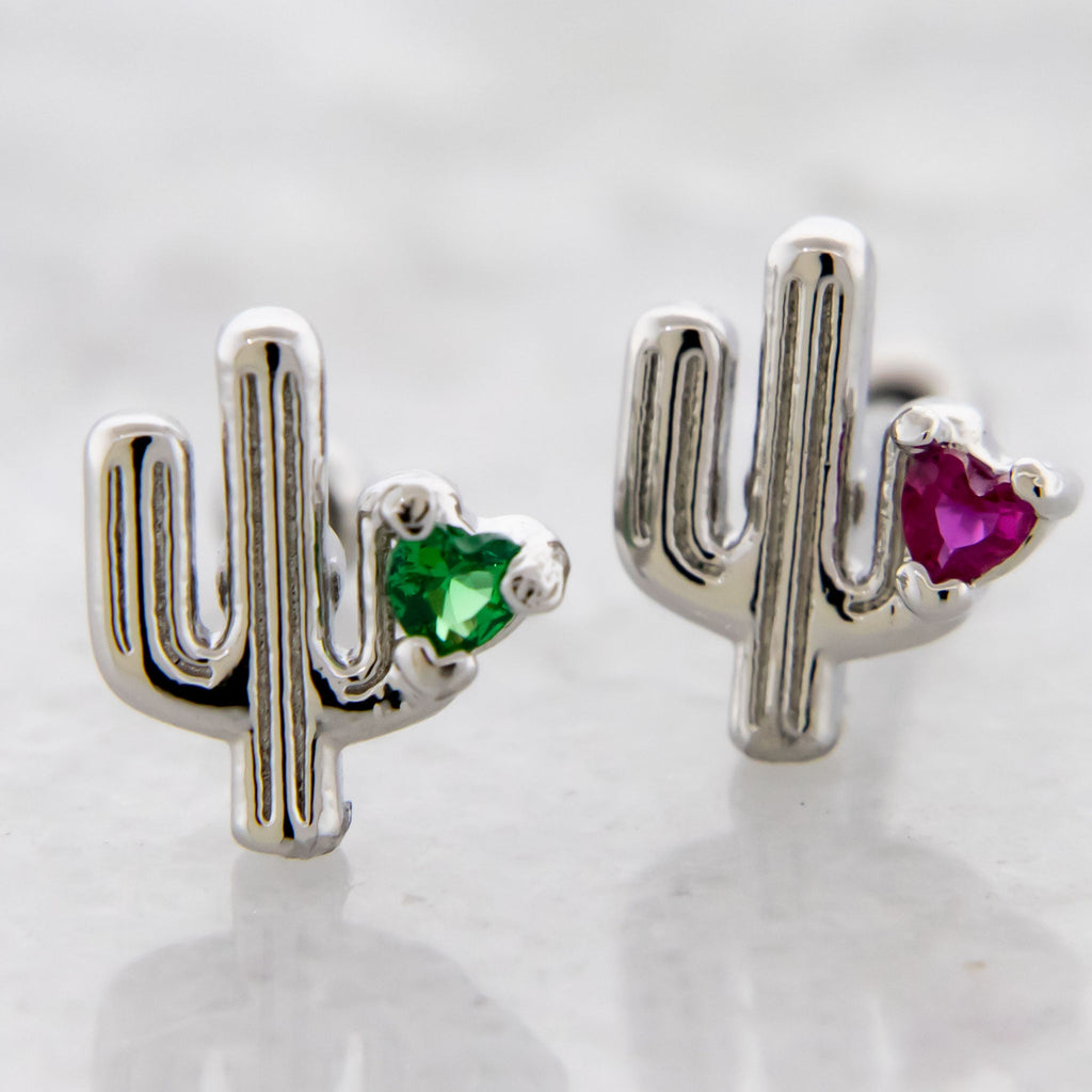 16G Heart Gem Cactus Cartilage Barbell | | Wiccan Center