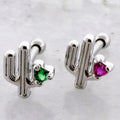16G Heart Gem Cactus Cartilage Barbell | | Wiccan Center