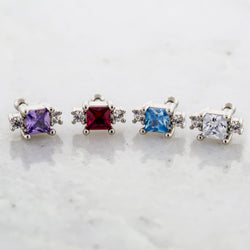 16G Square Gem with Round Gem Cartilage Barbell | | Wiccan Center