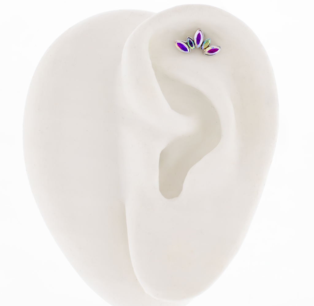 16G Marquise Gem Crescent Cartilage Barbell | Body Jewelry | Wiccan Center