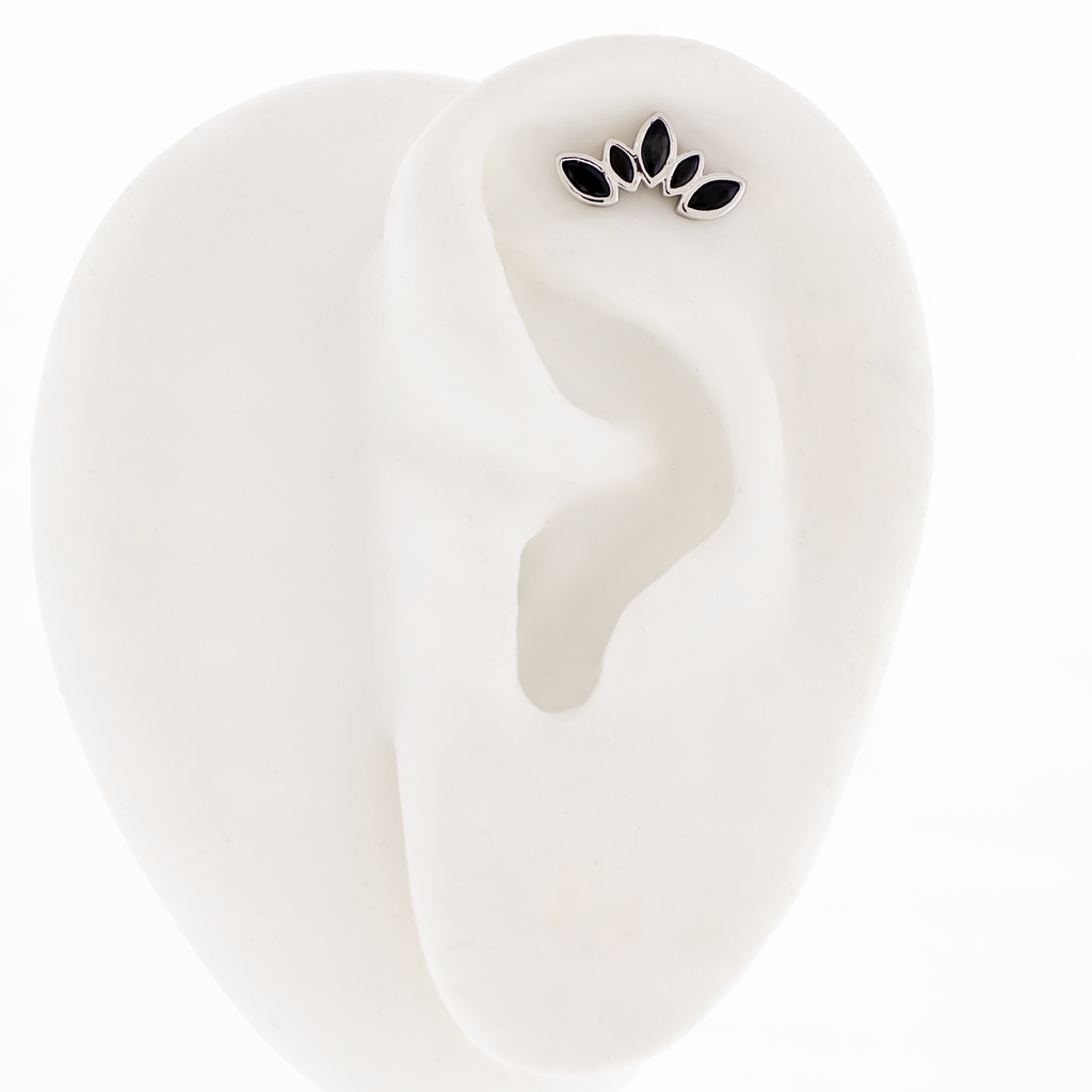 16G Marquise Gem Crescent Cartilage Barbell | Body Jewelry | Wiccan Center