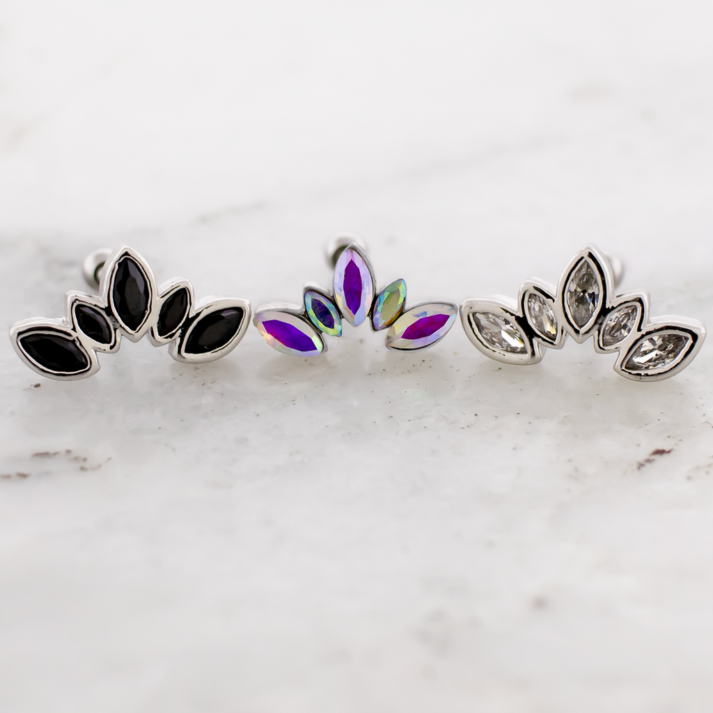 16G Marquise Gem Crescent Cartilage Barbell | Body Jewelry | Wiccan Center