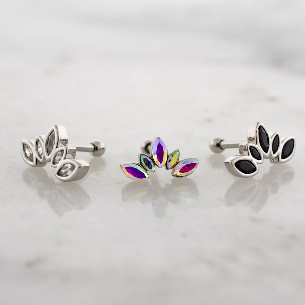 16G Marquise Gem Crescent Cartilage Barbell | Body Jewelry | Wiccan Center