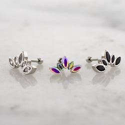 16G Marquise Gem Crescent Cartilage Barbell | Body Jewelry | Wiccan Center