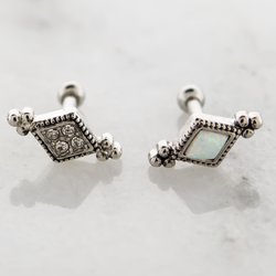 16G Triangle Gemstone Beaded Accents Cartilage Barbell | | Wiccan Center