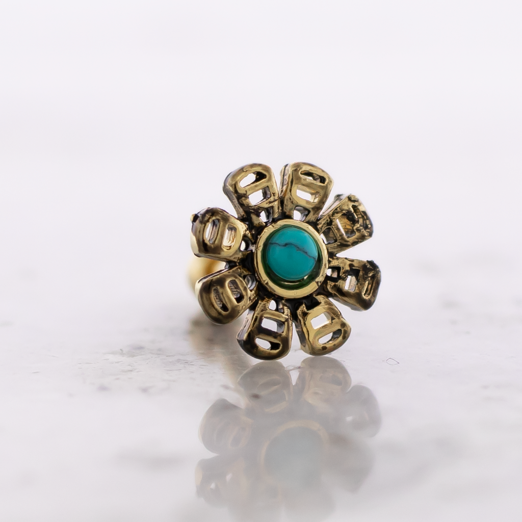 16G Turquoise Howlite Flower Cartilage Barbell | | Wiccan Center