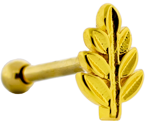 16G Pvd Barbell w/ Leaf End | Body Jewelry | Wiccan Center