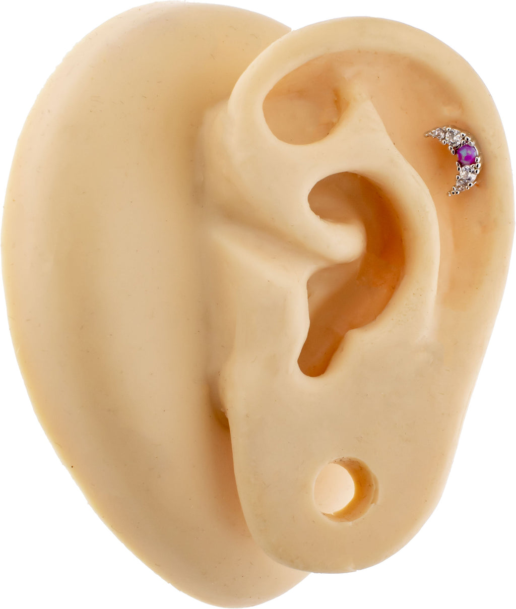 16G Gem Crescent Moon Cartilage Barbell | | Wiccan Center
