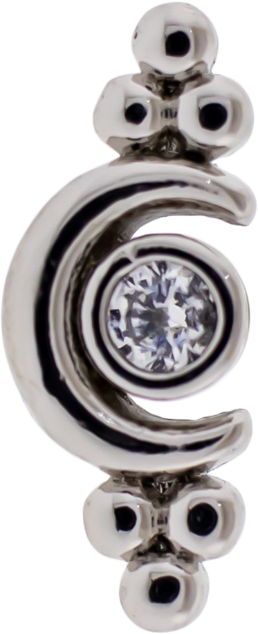 16G Crescent Moon w/ Beads & Gem Cartilage Barbell | Body Jewelry | Wiccan Center