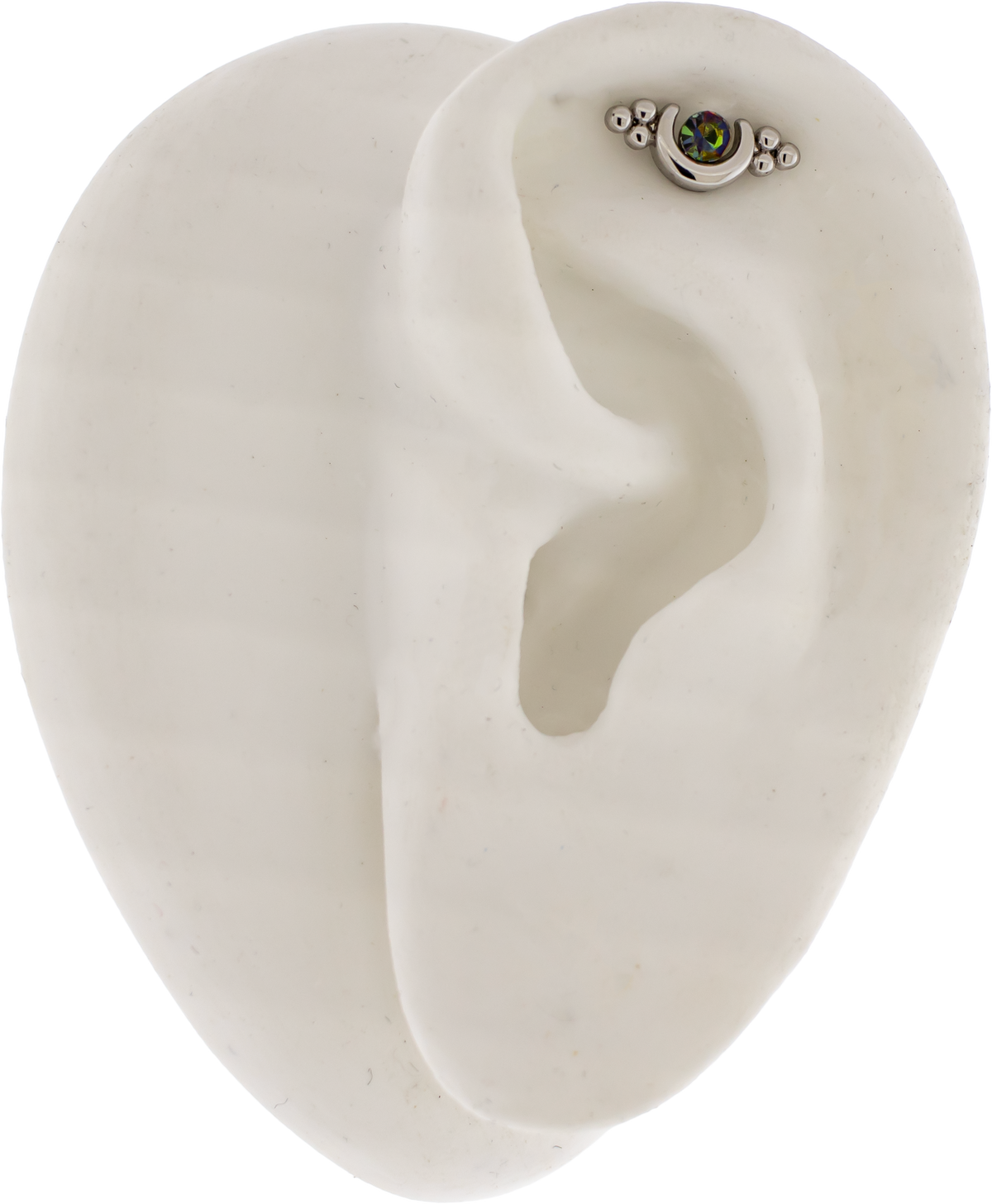 16G Crescent Moon w/ Beads & Gem Cartilage Barbell | Body Jewelry | Wiccan Center