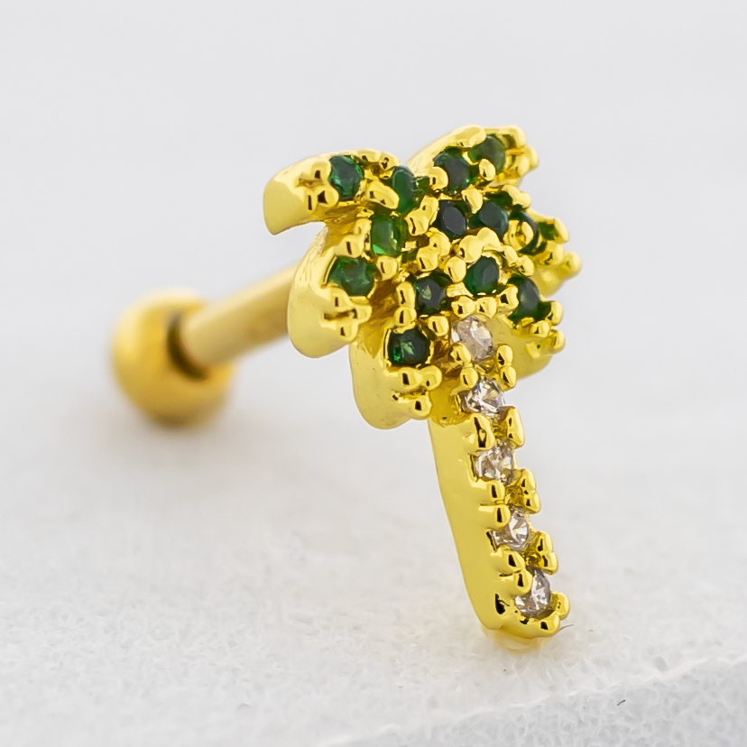 16G Gem Palm Tree Cartilage Barbell | | Wiccan Center