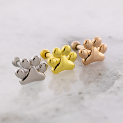 16G Dog Paw Print Cartilage Barbell | | Wiccan Center