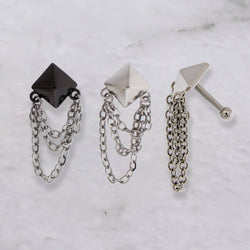 16G Pyramid Stud Chain Cartilage Barbell | Body Jewelry | Wiccan Center