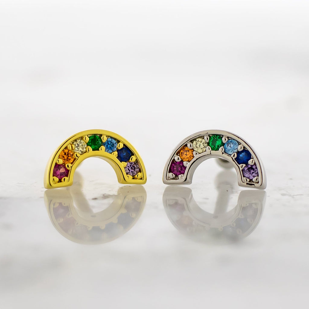 16G PVD Gem Rainbow Cartilage Barbell | | Wiccan Center