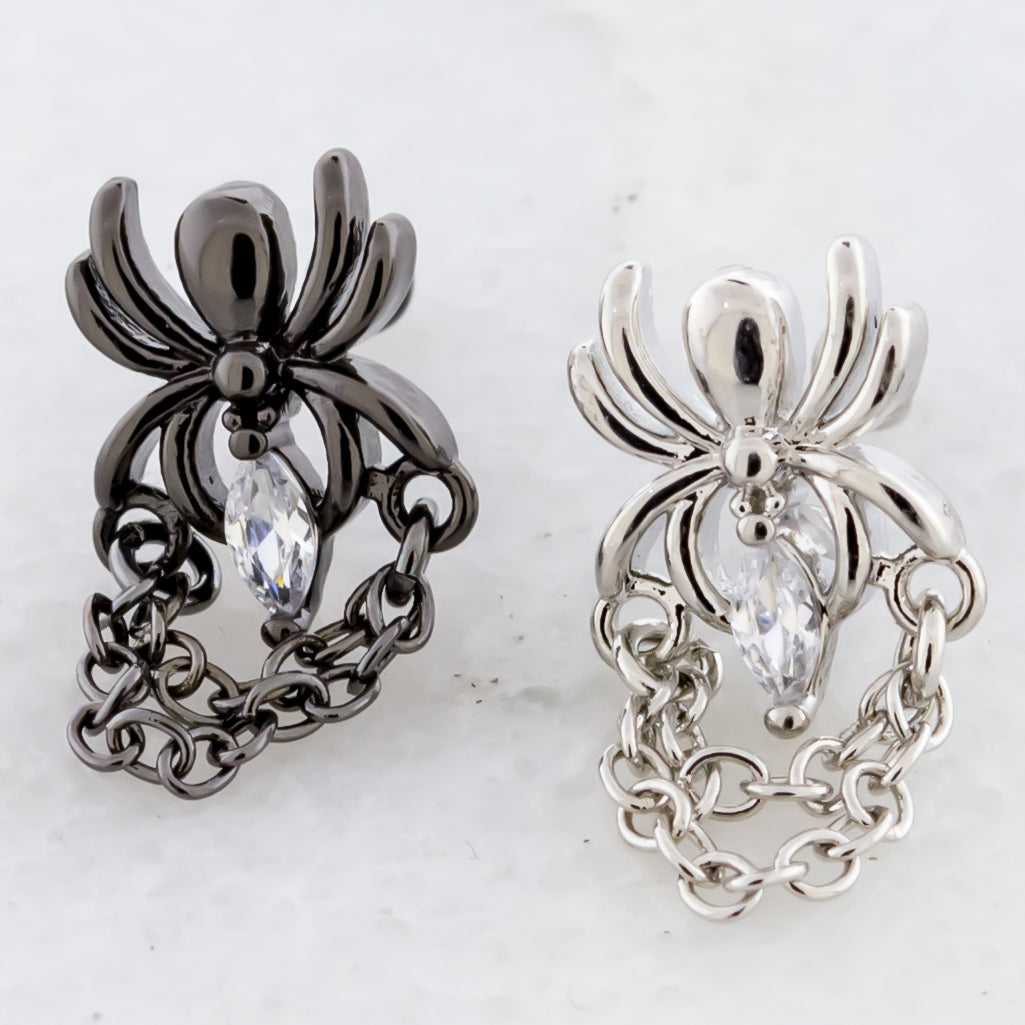 16G Spider With Chains Cartilage Barbell | | Wiccan Center