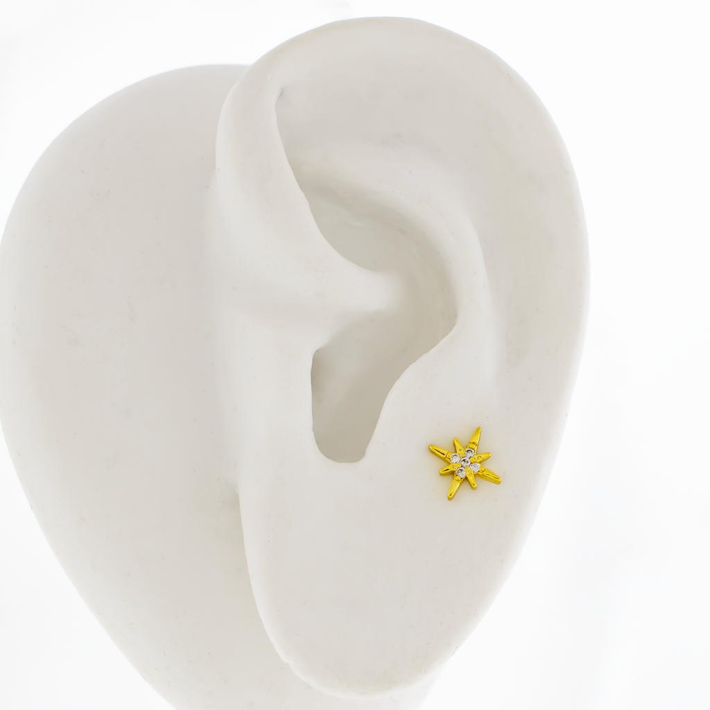 16G Gemmed Starburst Cartilage Barbell | Body Jewelry | Wiccan Center