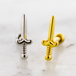16G PVD Barbell w/ Dagger | Body Jewelry | Wiccan Center