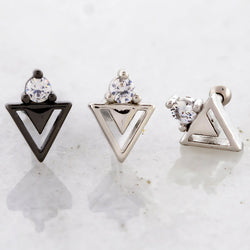 16G Cutout Gem Triangle Cartilage Barbell | | Wiccan Center