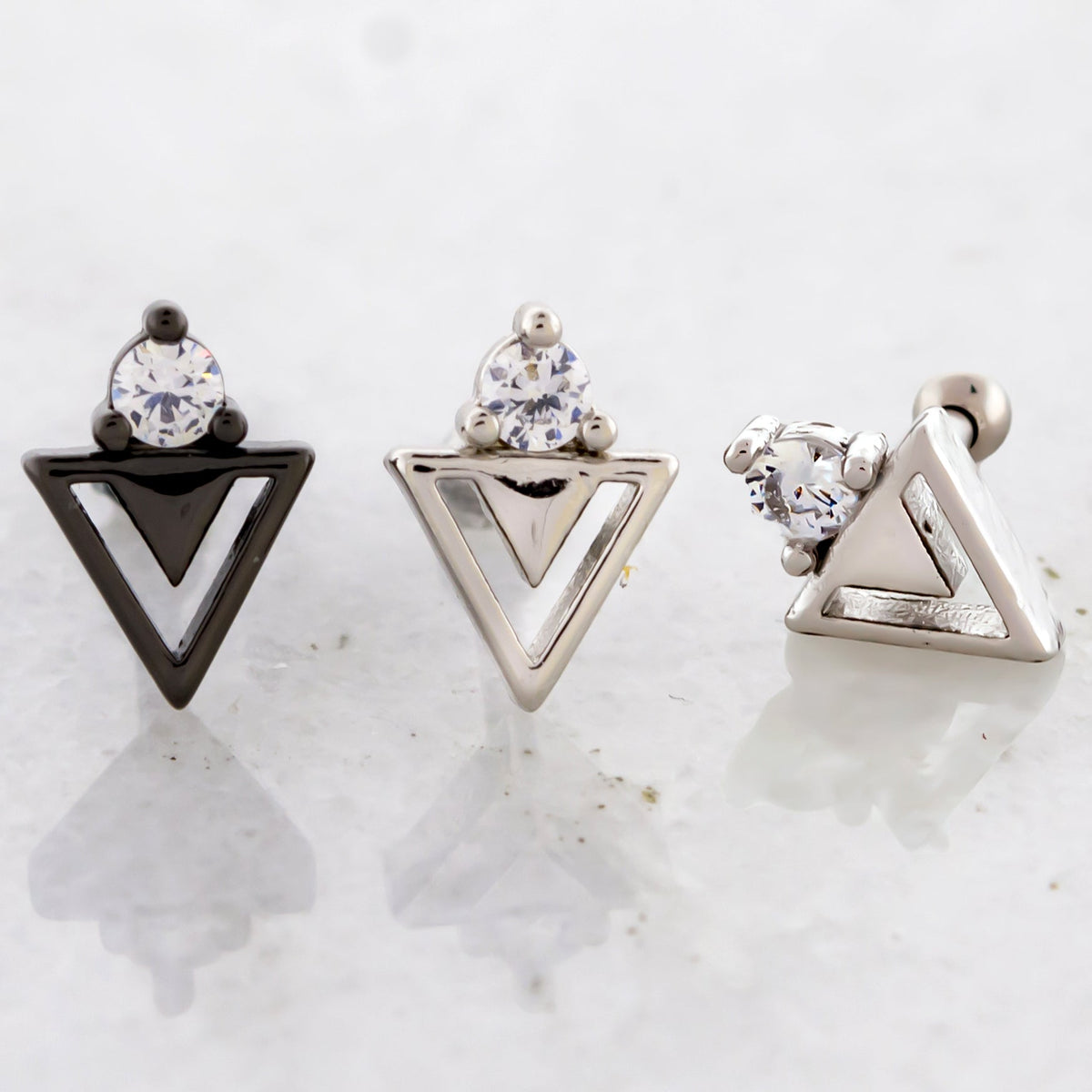 16G Cutout Gem Triangle Cartilage Barbell | | Wiccan Center
