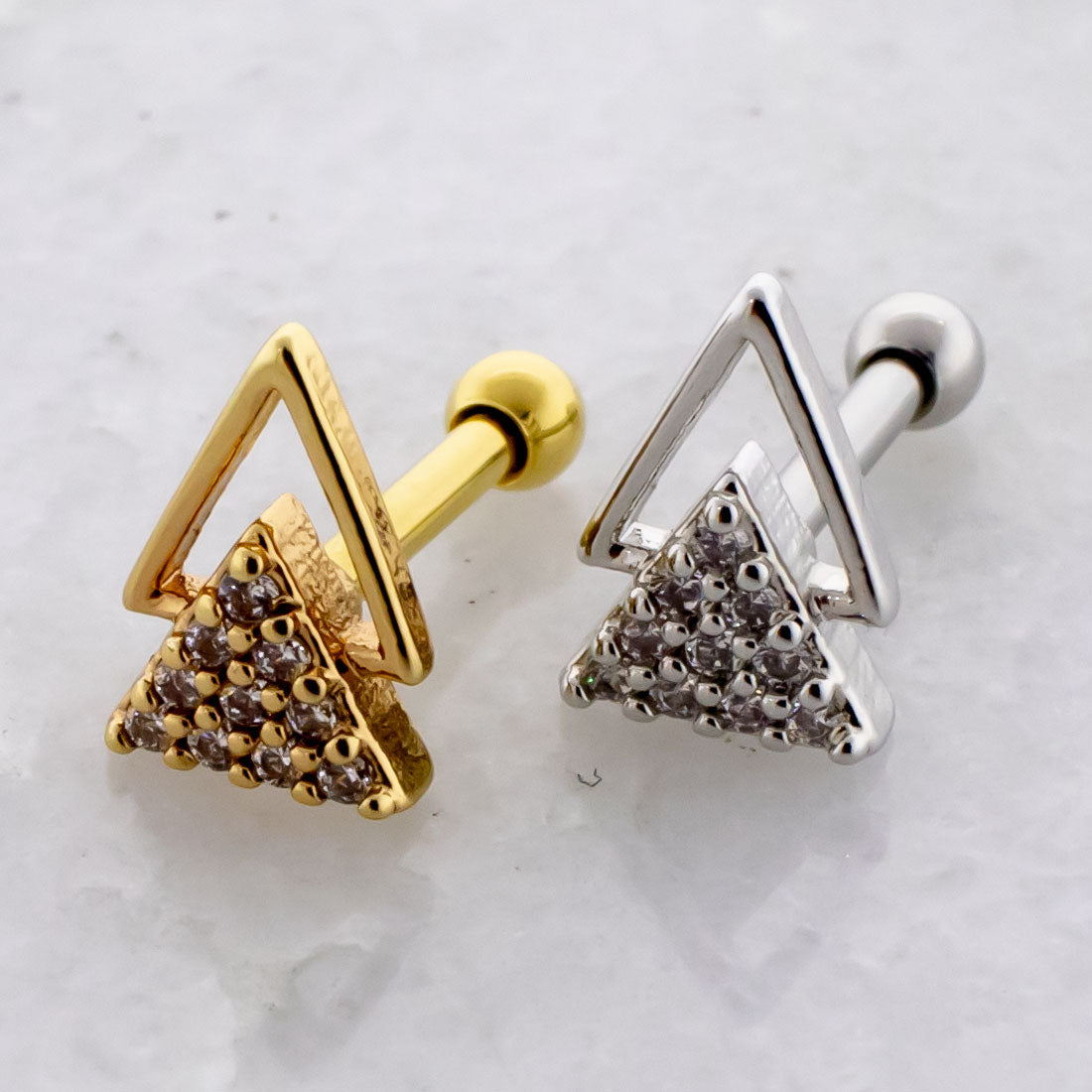 16G Double Triangle Cartilage Barbell | | Wiccan Center