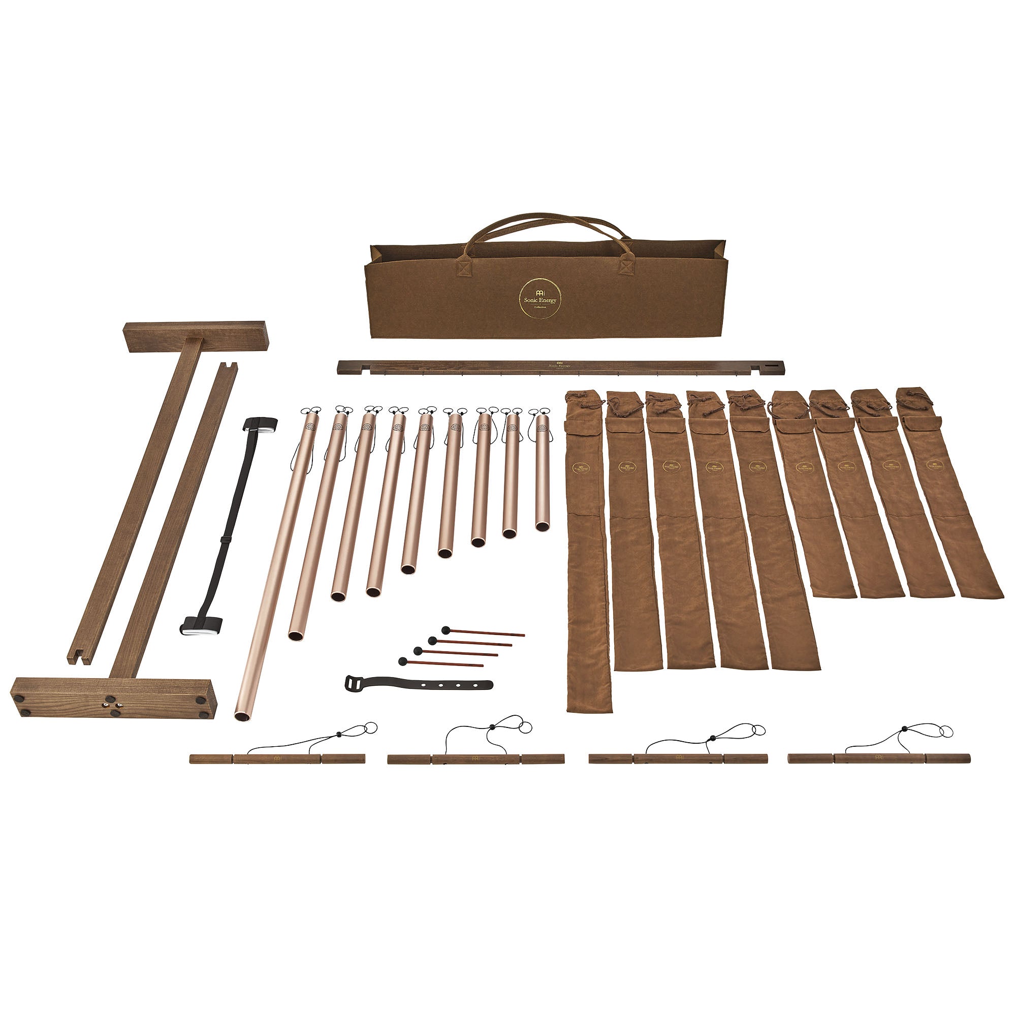 9-Piece Sound Bath Tube Chimes Solfeggio Set, Champagne Gold | | Wiccan Center