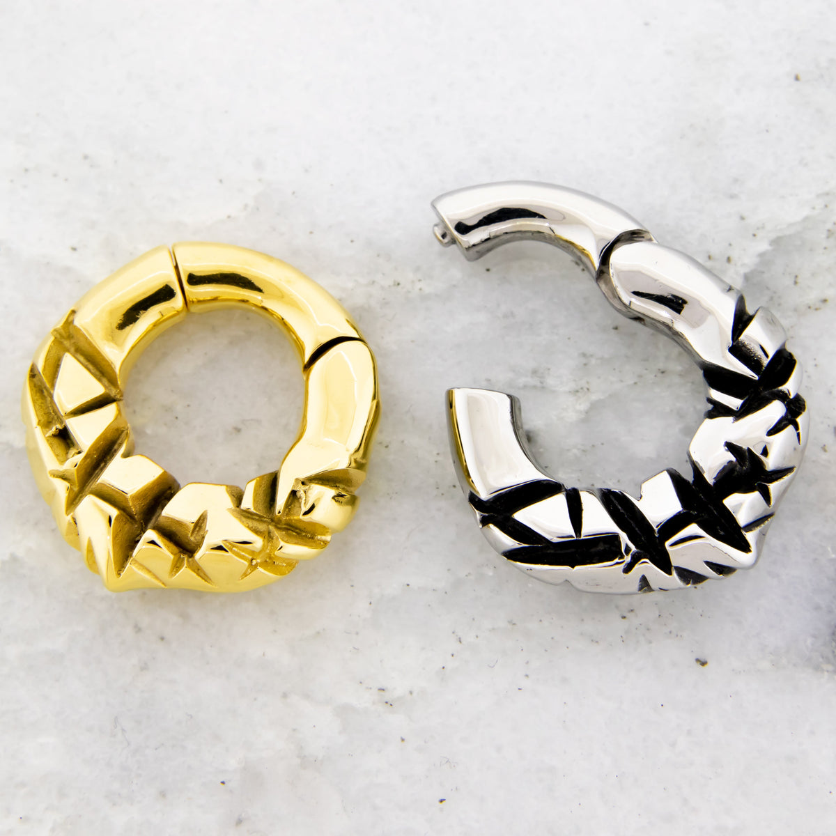 6G Steel Cast Crinkled Textured Ear Weight Clicker | Body Jewelry | Wiccan Center