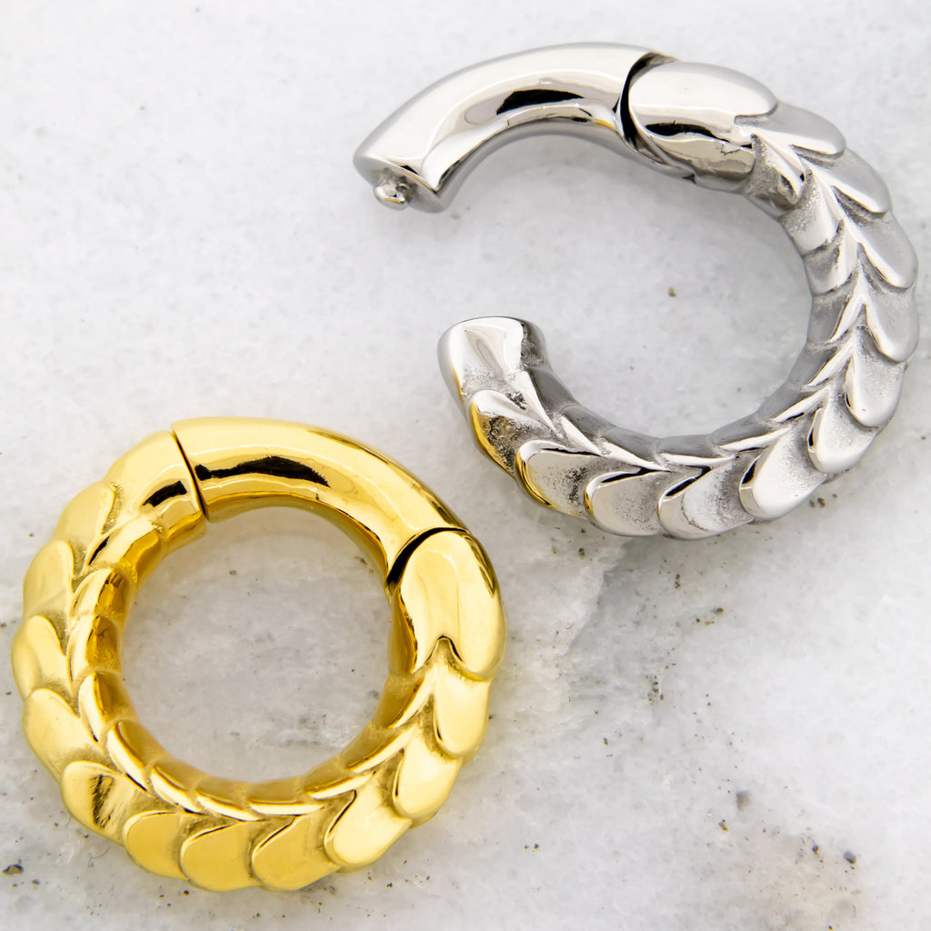 6G Steel Cast Scaled Textured Ear Weight Clicker | Body Jewelry | Wiccan Center
