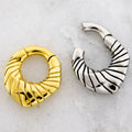 6G Steel Cast Rippled Shell Texture Ear Weight Clicker | Body Jewelry | Wiccan Center