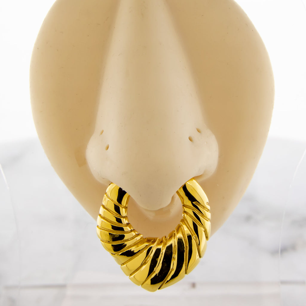 6G Steel Cast Rippled Shell Texture Ear Weight Clicker | Body Jewelry | Wiccan Center