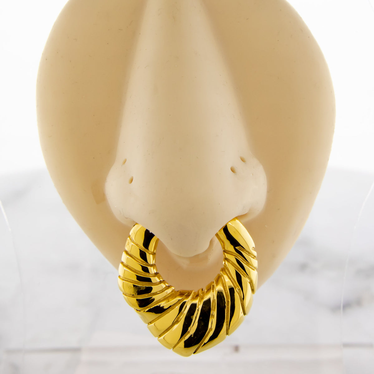 6G Steel Cast Rippled Shell Texture Ear Weight Clicker | Body Jewelry | Wiccan Center