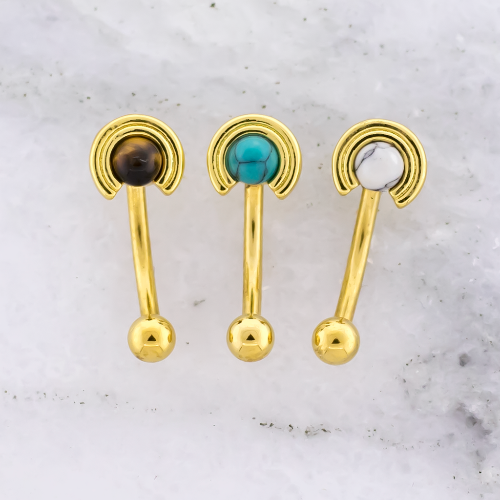 16G Natural Stone Circle Curved Barbell | | Wiccan Center