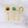 16G Natural Stone Circle Curved Barbell | | Wiccan Center