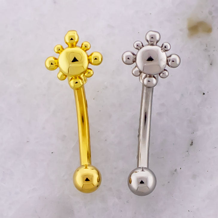 16G Beaded Sun Curved Barbell | | Wiccan Center