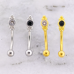 16G Beaded Trinity Gemstone Curved Barbell | | Wiccan Center